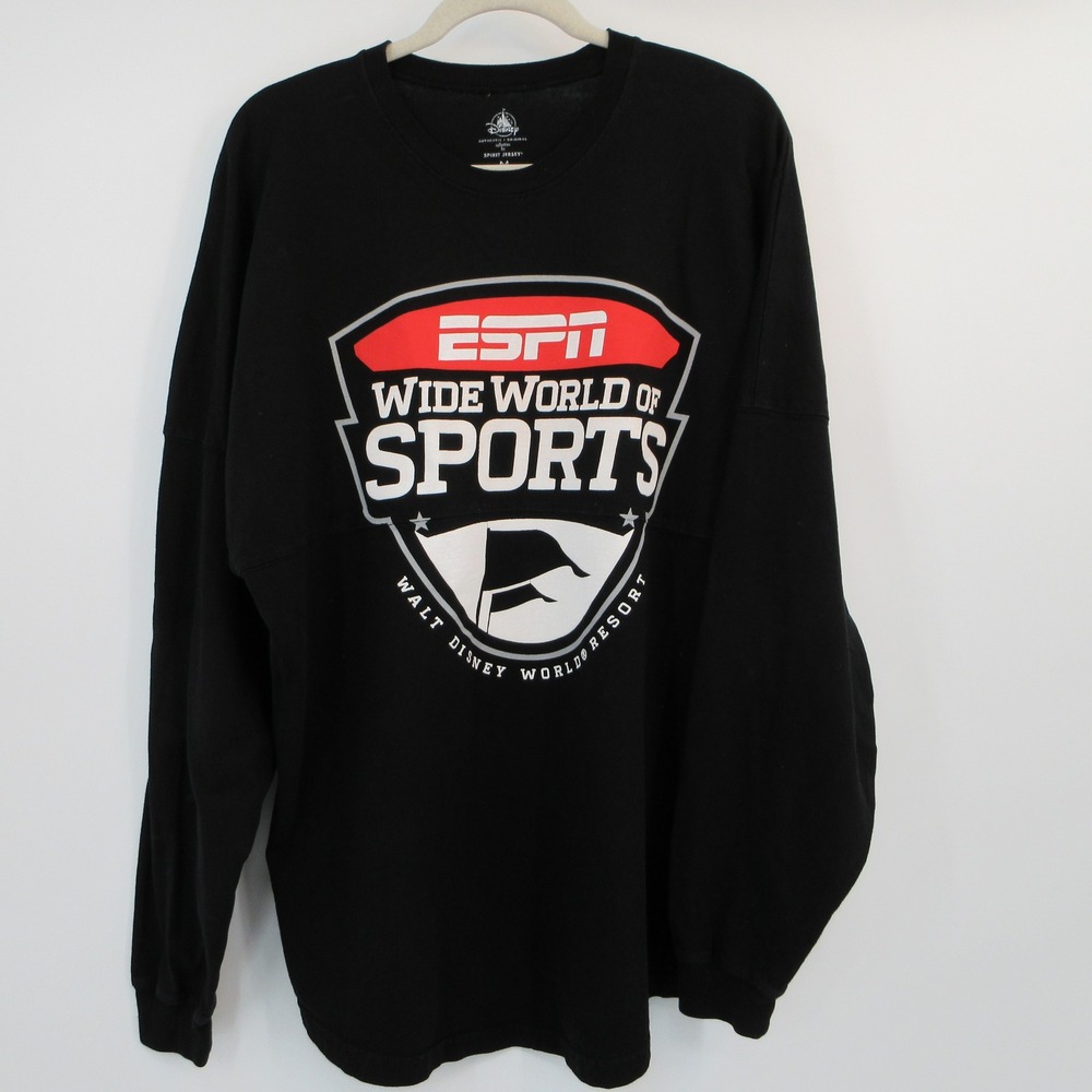 Disney Spirit Jersey ESPN Wide World of Sports Mens Medium Black Long Sleeve Tee